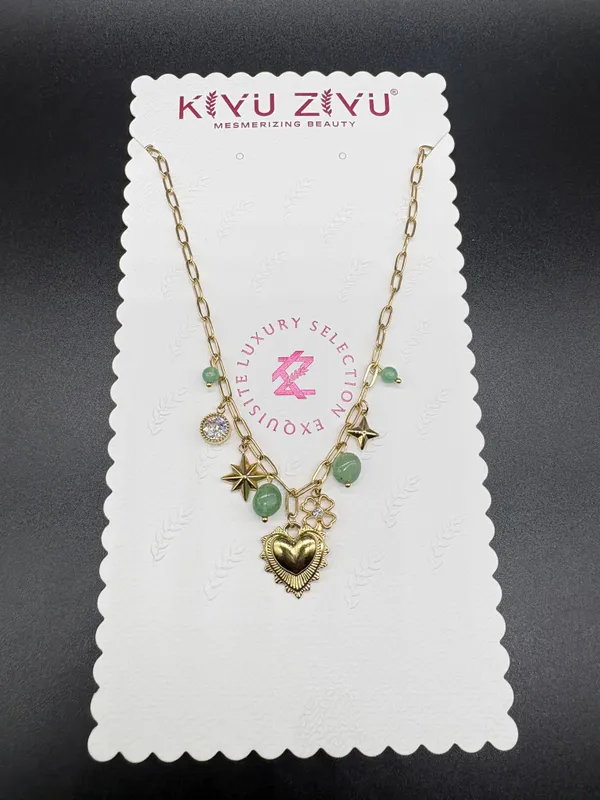 Luxury_Charm_Necklace_With_Heart_Pendant,_Butterflies,_And_Green_Beads_-_Mesmerizing_Beauty_By_Kwil_Zwil