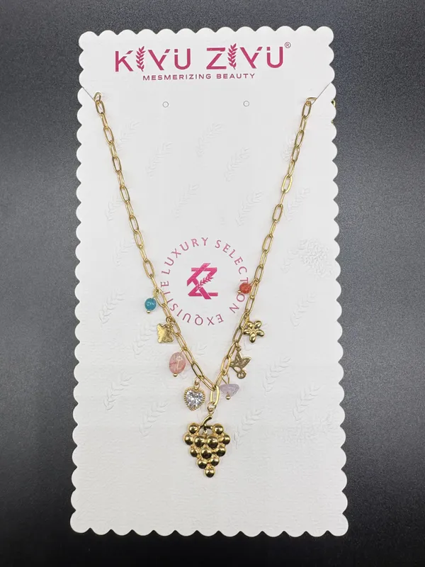 Luxury_Gold_Tone_Charm_Necklace_With_Colorful_Gemstone_Accents_And_Grape_Pendant
