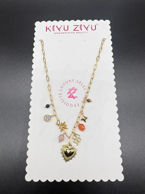 Exquisite_Luxury_Self_Gold_Charm_Necklace_With_Heart_Pendant
