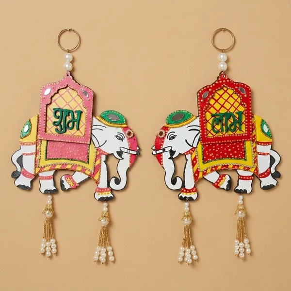 Decorative_Handcrafted_Gaj_Kesri_Shubh_Labh_Wall_Hanging_Pair_-_Traditional_Door_Decor