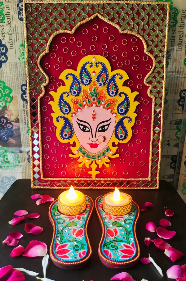 Handcrafted_Goddess_Durga_Face_Wall_Art_With_Golden_Border_And_Embellishments