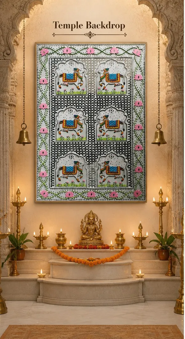 Handcrafted_Pichwai_Lippan_Fusion_Art_Tapestry_With_Sacred_Cows_And_Floral_Motifs_Wall_Decor/_Temple_Backdrop