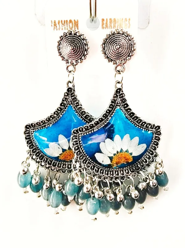 Handcrafted_Real_Pressed_Blue_Floral_Resin_Chandbali_Earrings_With_Turquoise_Beads
