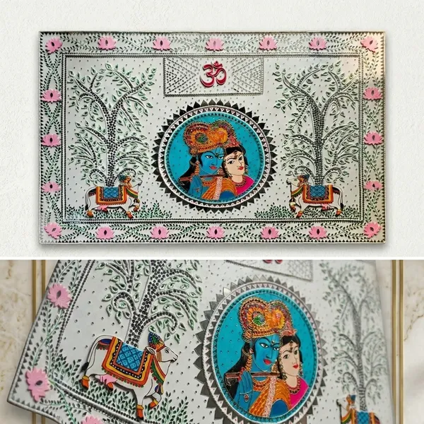 Shri_Radha_Krishna_Handcrafted_Lippan_Fusiion_Folk_Art_Wall_Decor/_Temple_Backdrop