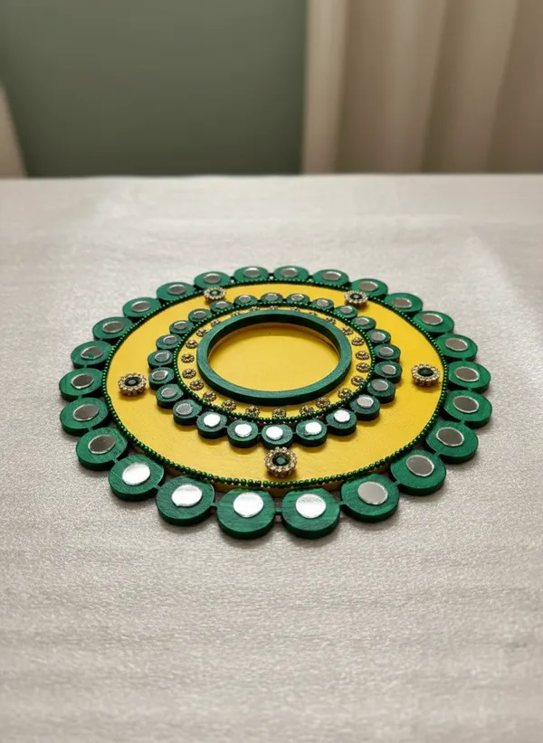 Decorative_Handcrafted_Traditional_Yellow_&_Green_Rangoli_Pattern_Tea_Light_Candle_Holder