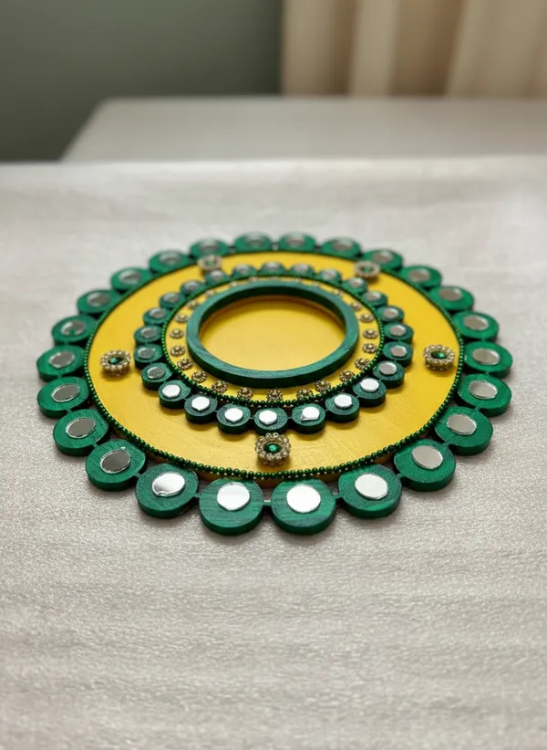 Decorative_Handcrafted_Traditional_Yellow_&_Green_Rangoli_Pattern_Tea_Light_Candle_Holder