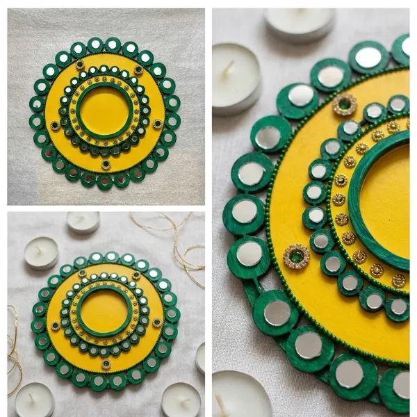 Decorative_Handcrafted_Traditional_Yellow_&_Green_Rangoli_Pattern_Tea_Light_Candle_Holder