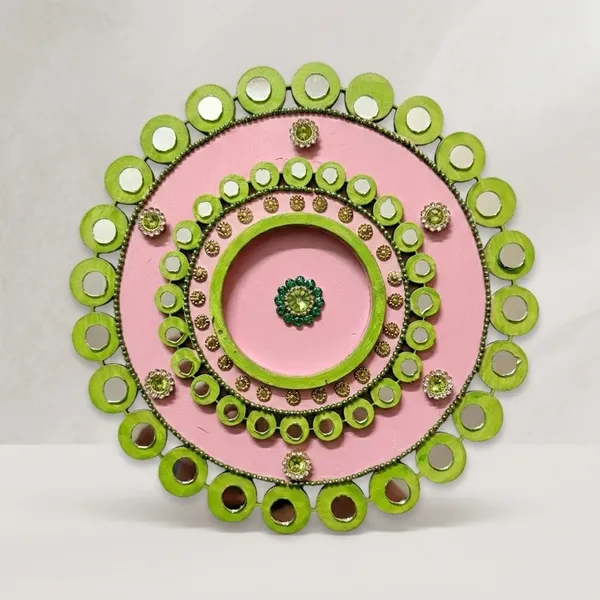 Decorative_Handcrafted_Traditional_Pink_&_Green_Rangoli_Pattern_Tea_Light_Candle_Holder