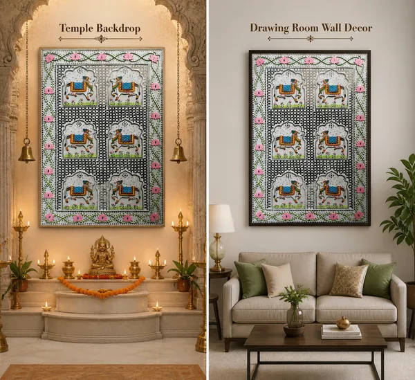 Handcrafted_Pichwai_Lippan_Fusion_Art_Tapestry_With_Sacred_Cows_And_Floral_Motifs_Wall_Decor/_Temple_Backdrop