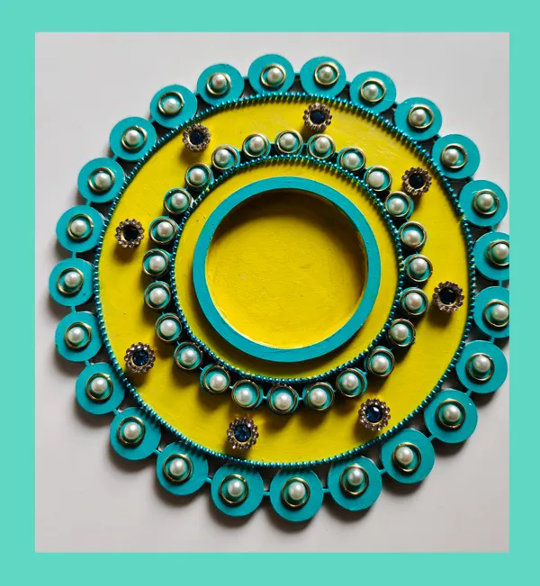 Decorative_Handcrafted_Traditional_Yellow_&_Turquoise_Rangoli_Pattern_Tea_Light_Candle_Holder