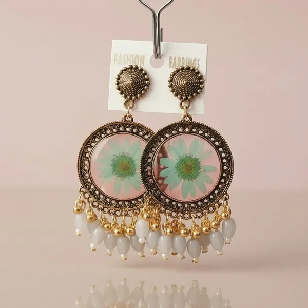 Handcrafted_Real_Pressed_Floral_Elegant_Resin_Chandbali_Earrings_With_White_Beads