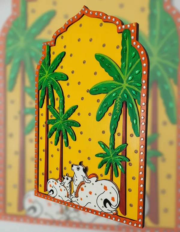 Hand-Painted_Wooden_Wall_Art_-_Pitchwai_Cows_Under_Palm_Trees
