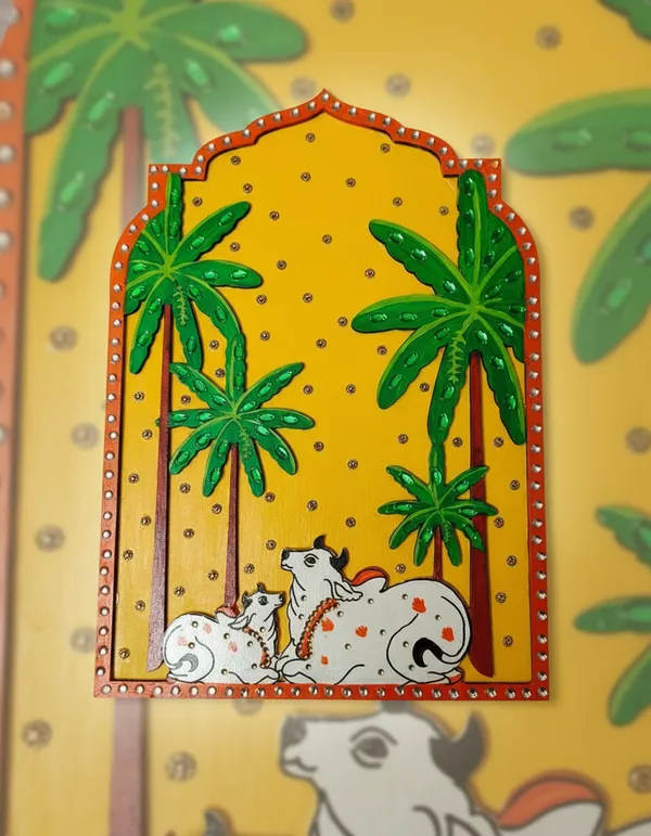 Hand-Painted_Wooden_Wall_Art_-_Pitchwai_Cows_Under_Palm_Trees