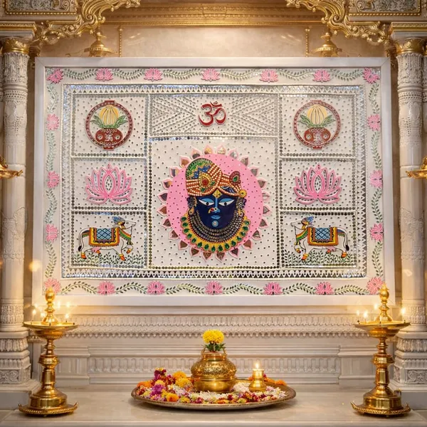 Traditional_Pichwai_Style_Shrinathji_Wall_Hanging_Tapestry_/_Temple_Back_Drop_With_Sacred_Motifs