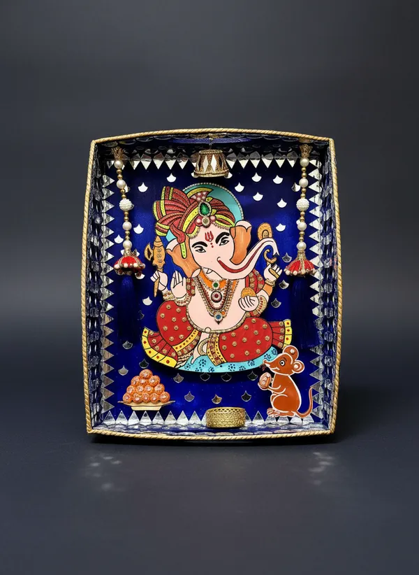 Handcrafted_Lippan_Art_Ganesha_Temple_formation_with_3D_Effect