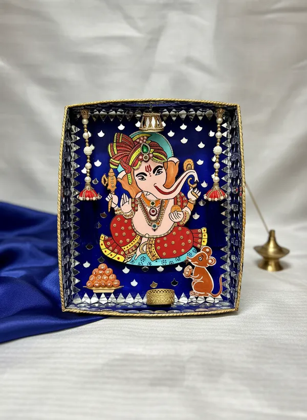 Handcrafted_Lippan_Art_Ganesha_Temple_formation_with_3D_Effect