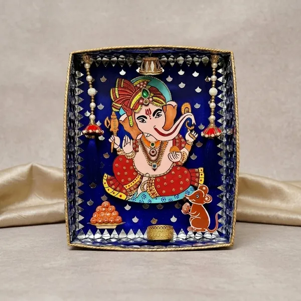 Handcrafted_Lippan_Art_Ganesha_Temple_formation_with_3D_Effect