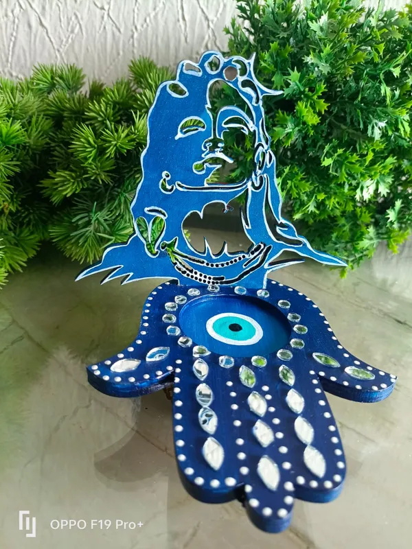 Decorative_Handcrafted_Blue_Adi_Yogi_Hamsa_Evil_Eye_Protection_Tea_Light_Holder