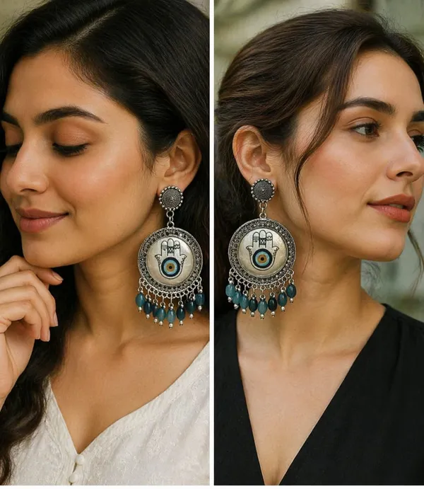 Handcrafted_Evil_Eye_Hamsa_Resin_Hand_Chandbali_Earrings_With_Blue_Beads