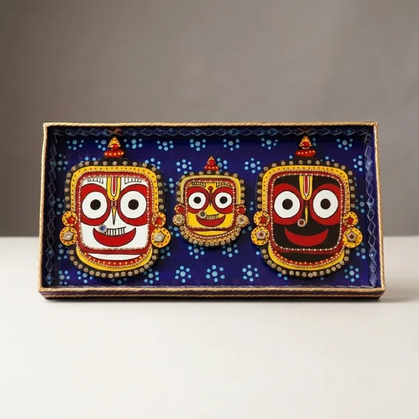 Handcrafted_Jagannath_Puri_Wooden_Tray_-_Lord_Jagannath,_Balabhadra_&_Subhadra_Idol_Set
