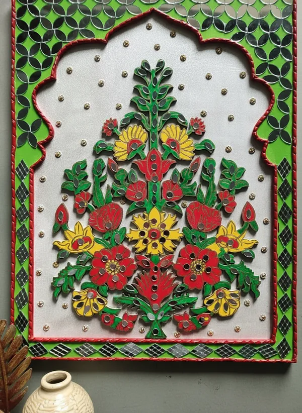 Handcrafted_Traditional_Floral_Wall_Art_-_Green_&_Red_Decorative_Panel