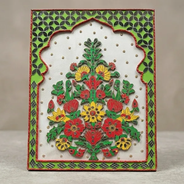 Handcrafted_Traditional_Floral_Wall_Art_-_Green_&_Red_Decorative_Panel