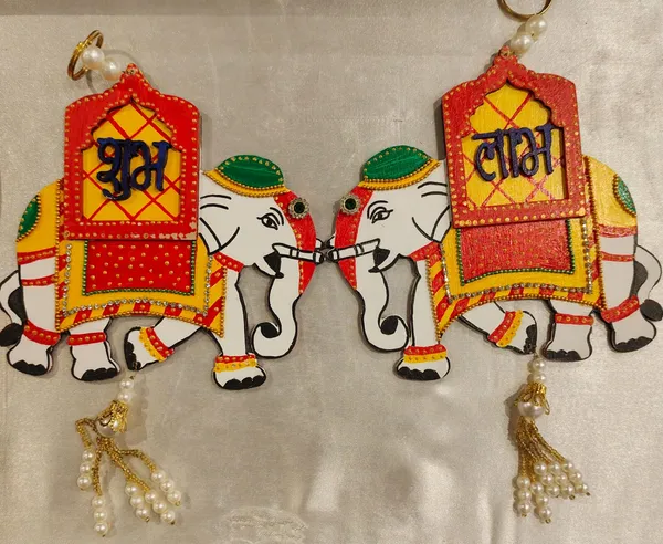 Decorative_Handcrafted_Gaj_Kesri_Shubh_Labh_Wall_Hanging_Pair_-_Traditional_Door_Decor
