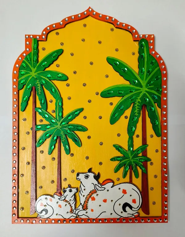 Hand-Painted_Wooden_Wall_Art_-_Pitchwai_Cows_Under_Palm_Trees