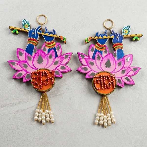 Decorative_Handcrafted_Murari_Shubh_Labh_Wall_Hanging_Pair_With_Pearl_Tassel