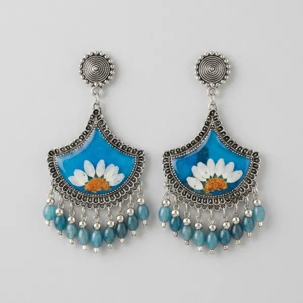 Handcrafted_Real_Pressed_Blue_Floral_Resin_Chandbali_Earrings_With_Turquoise_Beads