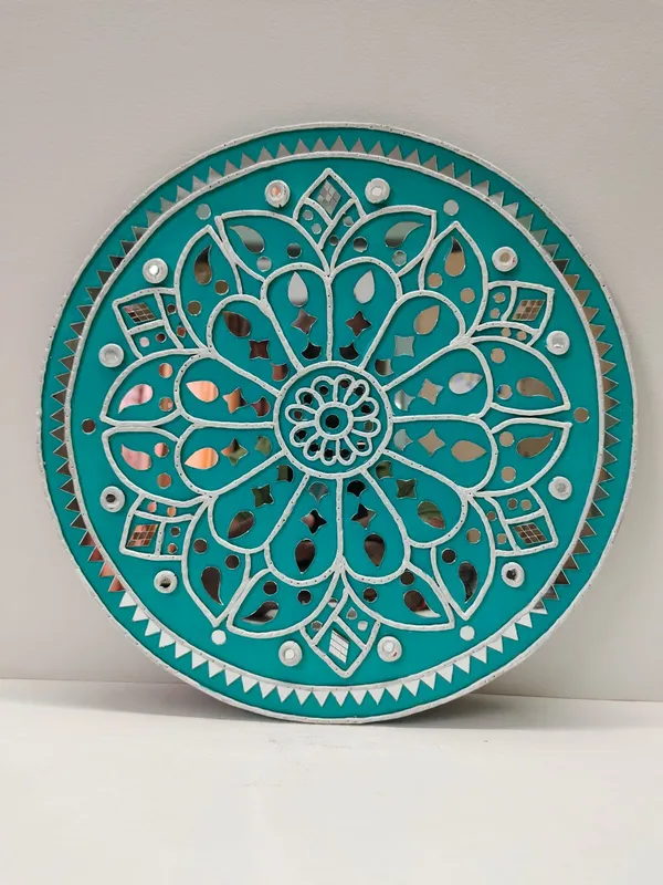 Handcrafted_Decorative_Lippan_Art_Round_Wall_Hanging_-_Teal