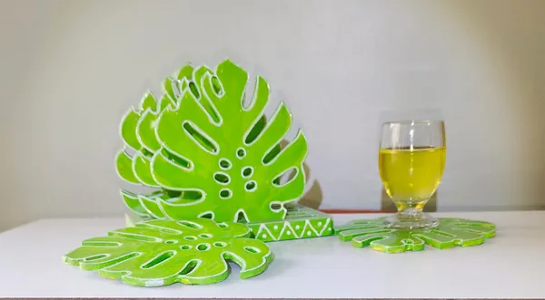 6_Elegant_Hand_Painted_Resin_Top_Coaster_Set_With_Stand
