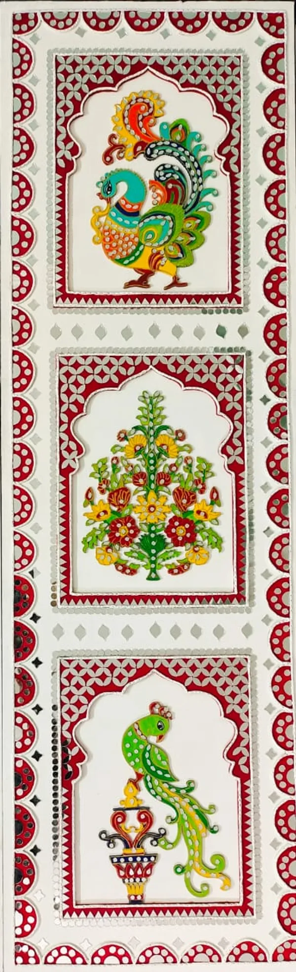 Traditional_Indian_Decorative_Wooden_Panel_With_Peacock_And_Floral_Motifs_-_Turquoise_/_Red_Border