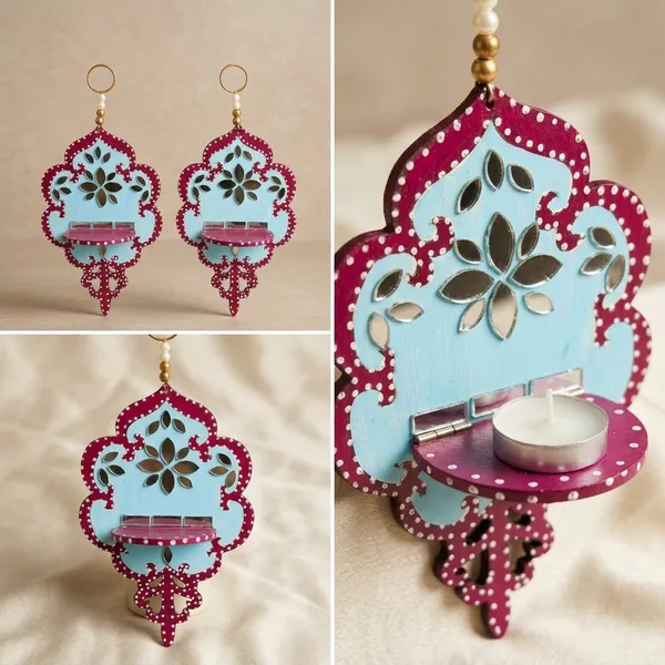 Decorative_Wooden_Hanging_Tea_Light_Candle_Holder_Pair_With_Floral_Design