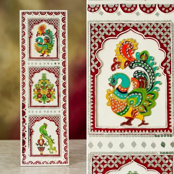 Traditional_Indian_Decorative_Wooden_Panel_With_Peacock_And_Floral_Motifs_-_Turquoise_/_Red_Border