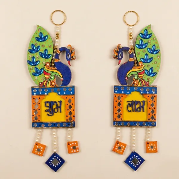 Decorative_Handcrafted_Neel_Kanth_Shubh_Labh_Wall_Hanging_Pair_-_Traditional_Door_Decor