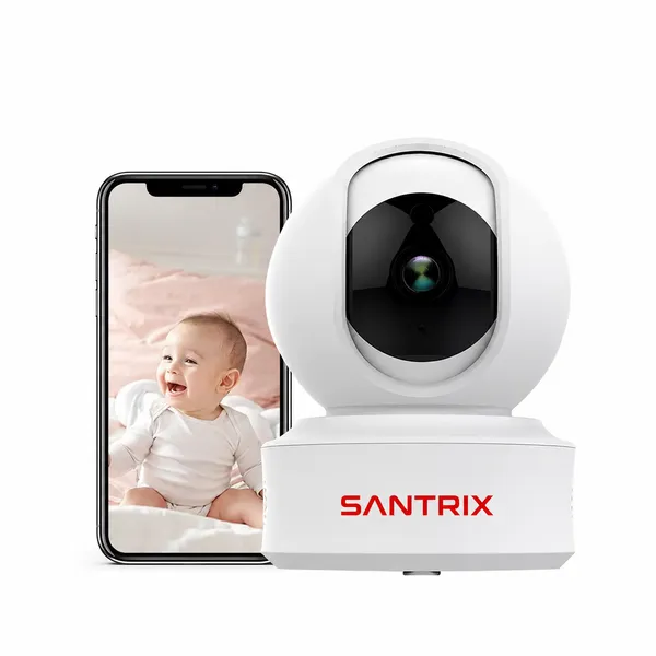 SANTRIX_1080P_Indoor_Security_Camera_for_Baby_Monitor,_Dog_Camera_w/Motion_Detection,_2-Way_Audio_Siren,_Night_Vision,_Cloud_&_SD_Card_Storage
