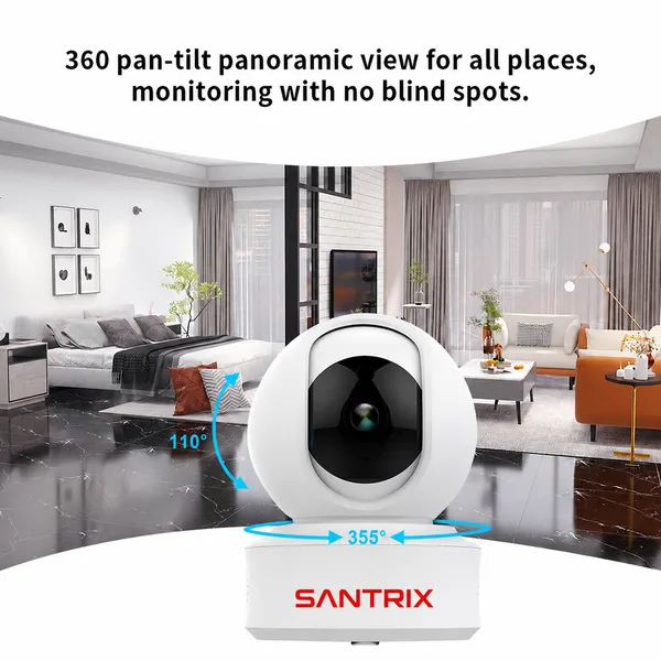 SANTRIX_1080P_Indoor_Security_Camera_for_Baby_Monitor,_Dog_Camera_w/Motion_Detection,_2-Way_Audio_Siren,_Night_Vision,_Cloud_&_SD_Card_Storage