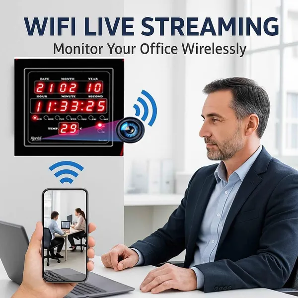 Sentrix_Smart_Digital_Spy_Wall_Clock_1080P_Security_Camera_Wifi_Enabled_Ip_Cam_For_Home_Office_Showroom_Sd_Card_Support_Upto_128Gb.(32Gb_Sd_Card_Free)