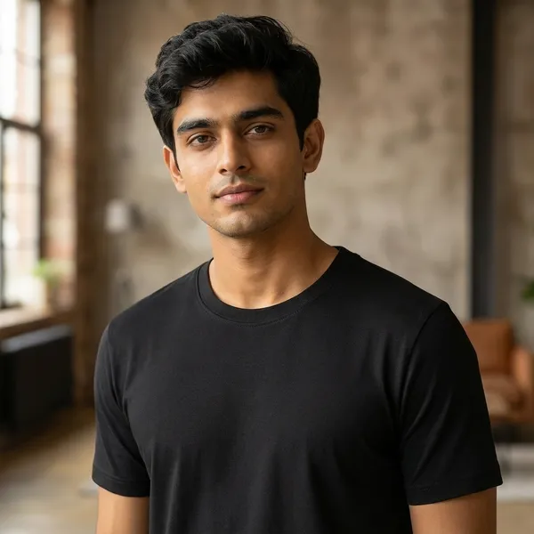 Black_Cotton_Premium_Round_Neck_T_Shirt_For_Men