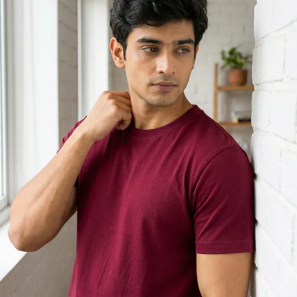 Maroon_Cotton_Premium_Round_Neck_T_Shirt_For_Men