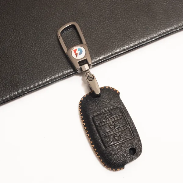 Black_Genuine_Leather_Premium_Key_Cover_With_Key_Chain_For_Car
