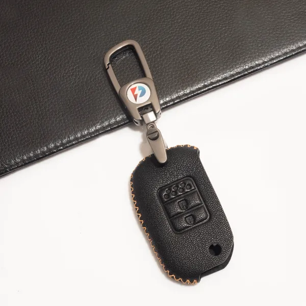 Black_Genuine_Leather_Premium_Key_Cover_With_Key_Chain_For_Car
