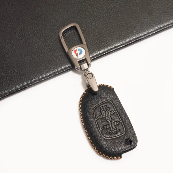 Black_Genuine_Leather_Premium_Key_Cover_With_Key_Chain_For_Car