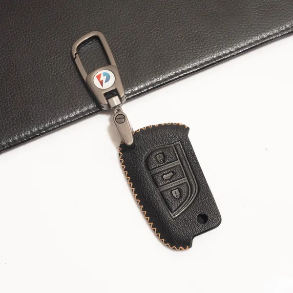 Black_Genuine_Leather_Premium_Key_Cover_With_Key_Chain_For_Car