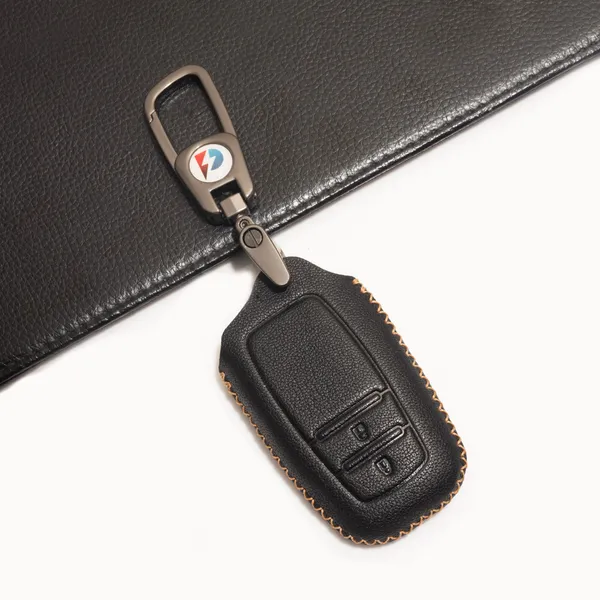 Black_Genuine_Leather_Premium_Key_Cover_With_Key_Chain_For_Car