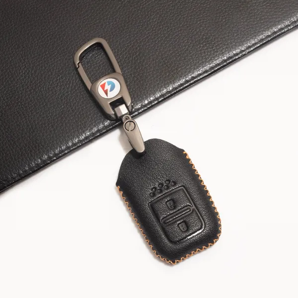 Black_Genuine_Leather_Premium_Key_Cover_With_Key_Chain_For_Car