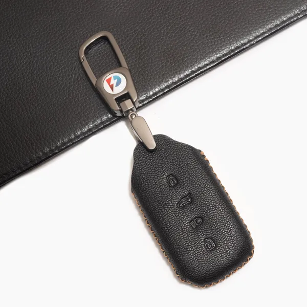 Black_Genuine_Leather_Premium_Key_Cover_With_Key_Chain_For_Car