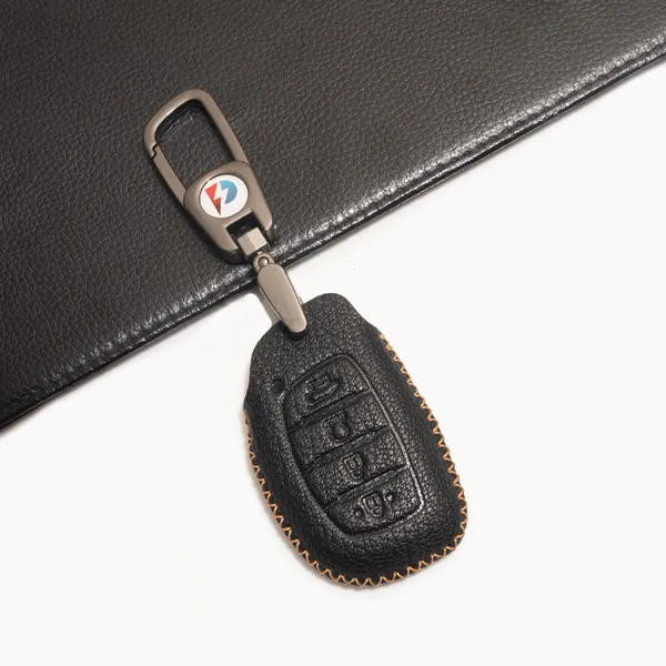 Black_Genuine_Leather_Premium_Key_Cover_With_Key_Chain_For_Car