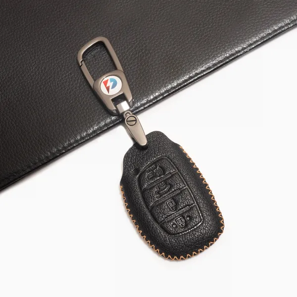 Black_Genuine_Leather_Premium_Key_Cover_With_Key_Chain_For_Car